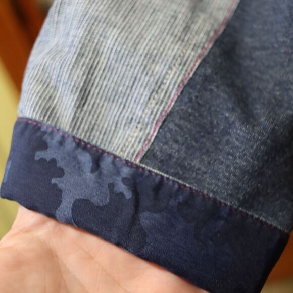 Robert Graham Blue Gray Pin Stripe Camo Flip Cuff Sleeves Button Down Shirt 2X - Picture 8 of 16